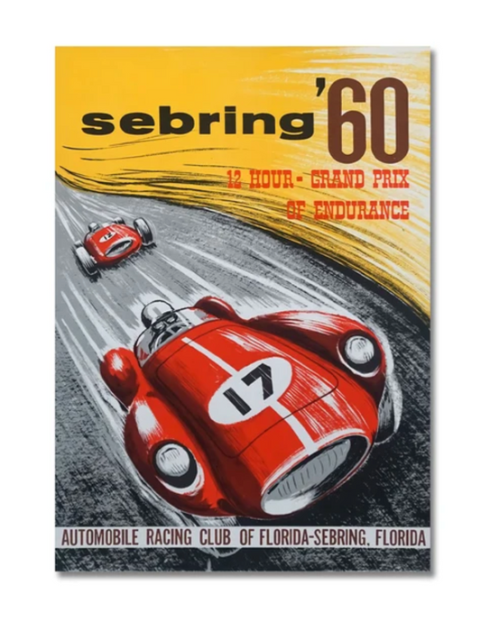 Poster de voiture F1 vintage Grand Prix de Sebring 1960