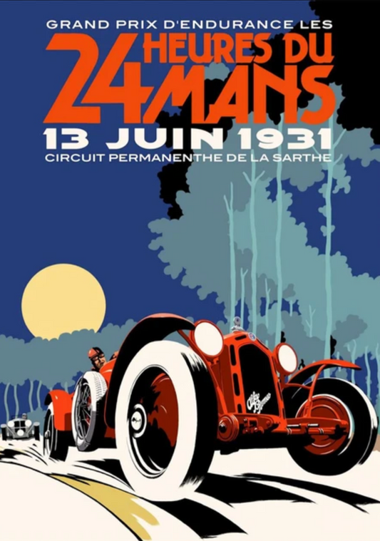 Poster de voiture de course vintage 24h du Mans 1931
