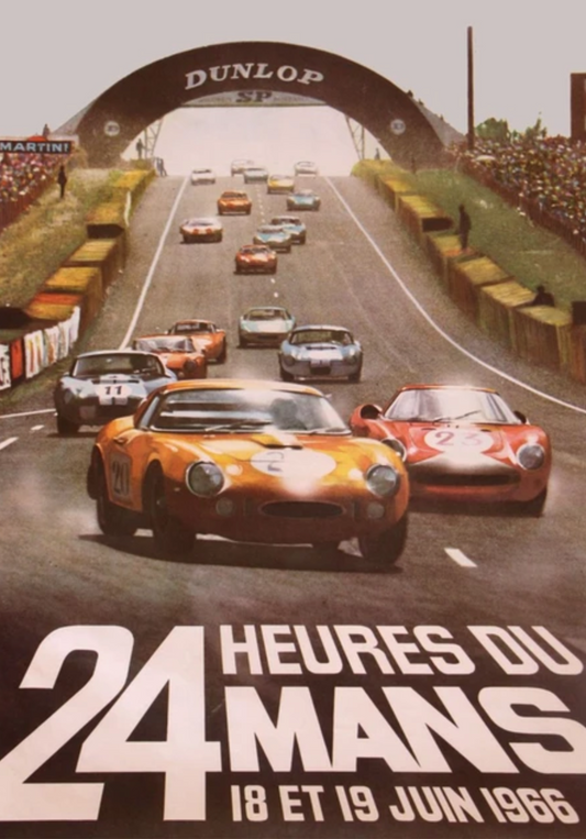 Poster de voiture de course vintage 24h du Mans 1966