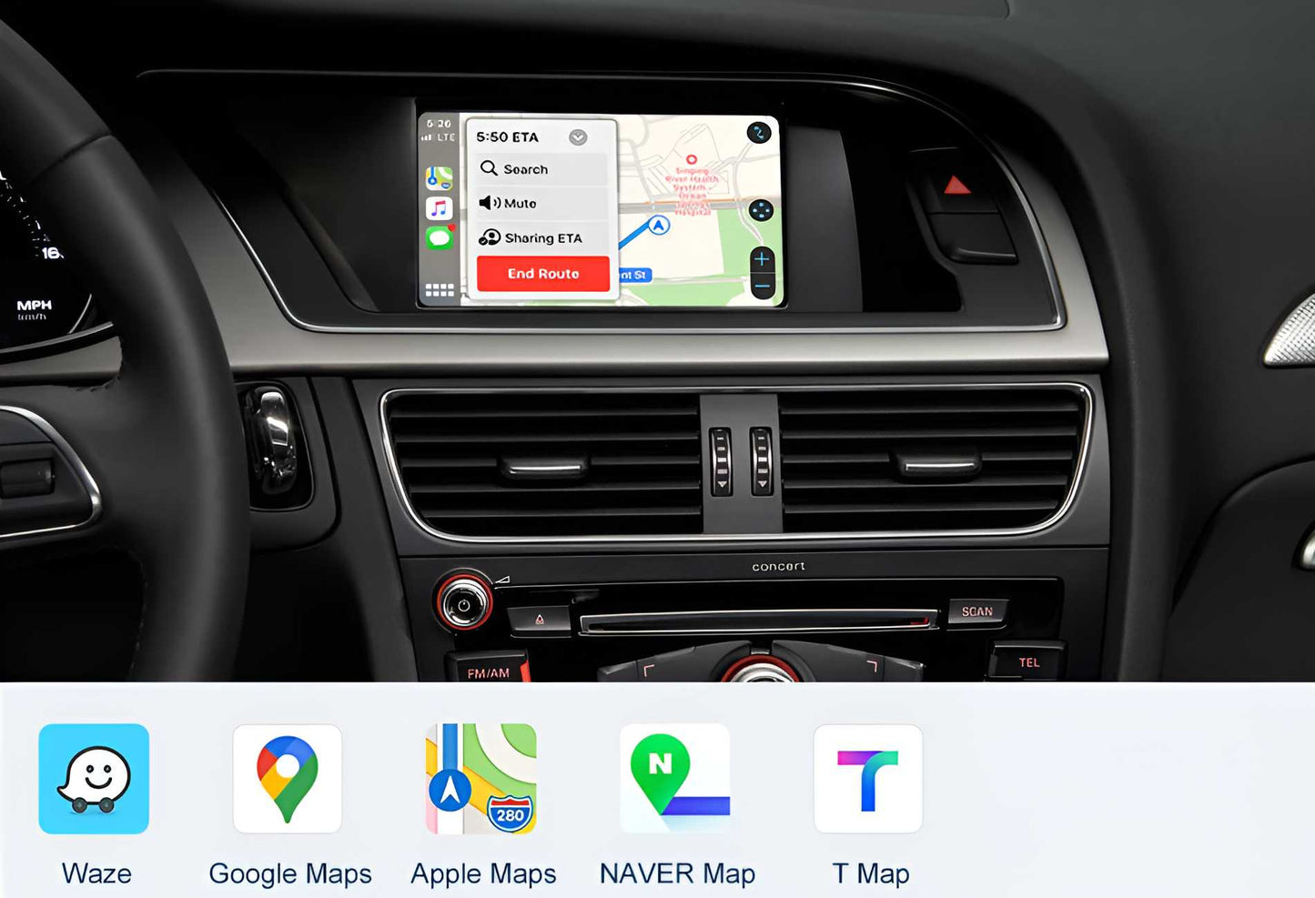 Autoradio connecté Boitier Android Auto et Apple CarPlay pour Audi Q5 (2009 à 2015)