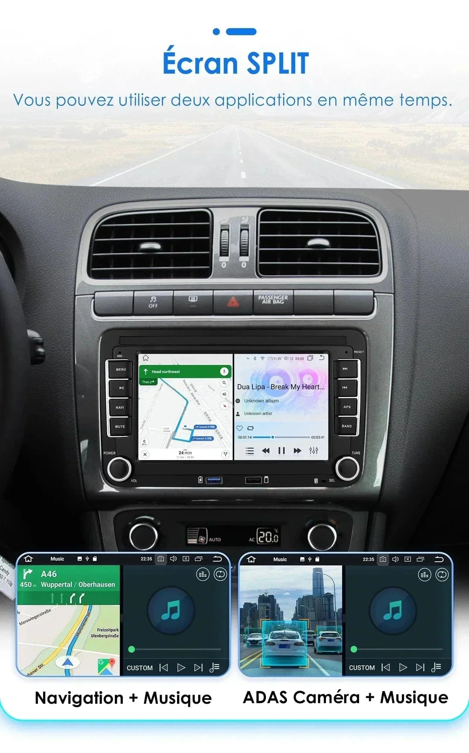 Copie de Autoradio connecté Android Auto et Apple CarPlay pour Volkswagen VW Tiguan (2007 à 2013)